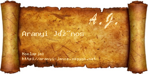 Aranyi János névjegykártya