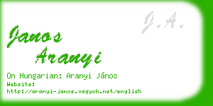 janos aranyi business card